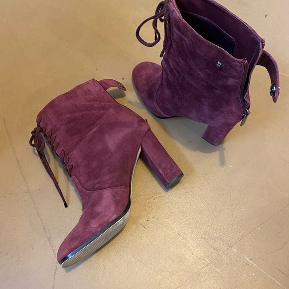 Cranberry suede heeled boot - Picture 1 of 4